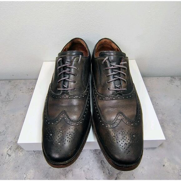 Cole Haan Hamilton Grand Dress Shoes Mens 9 Dark Brown Wing Tip Oxford - Picture 1 of 15